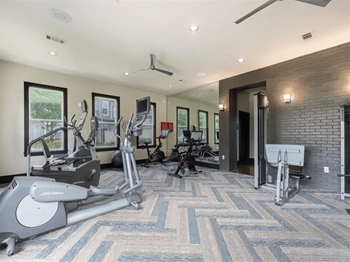 Fitness Center with Equipment at Highline Urban Lofts in Cypress, TX